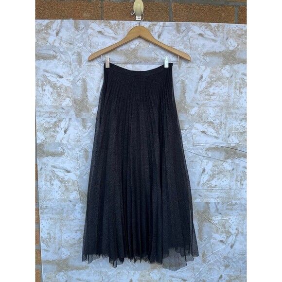 Anine Bing Pleated Tulle Skirt size XS black metallic - Picture 1 of 10